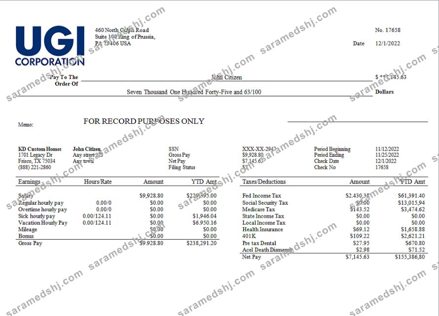 USA energy company employee sheet template